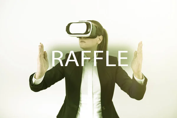 Text Sign Showing Raffle Concept Meaning Means Means Gathering Money — стоковое фото