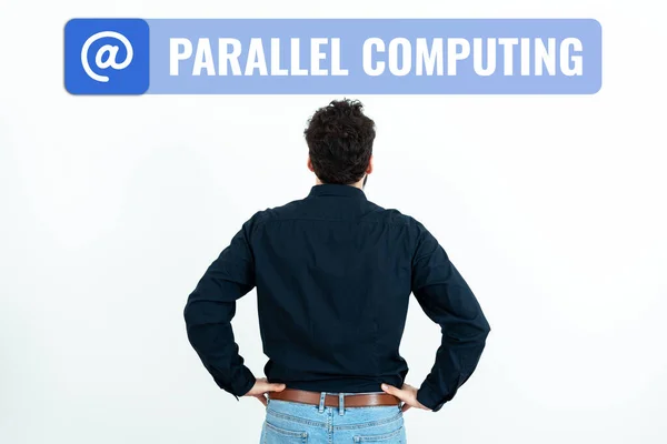 Psaní Textu Parallel Computing Internet Koncepce Simultánního Výpočtu Pomocí Softwaru — Stock fotografie