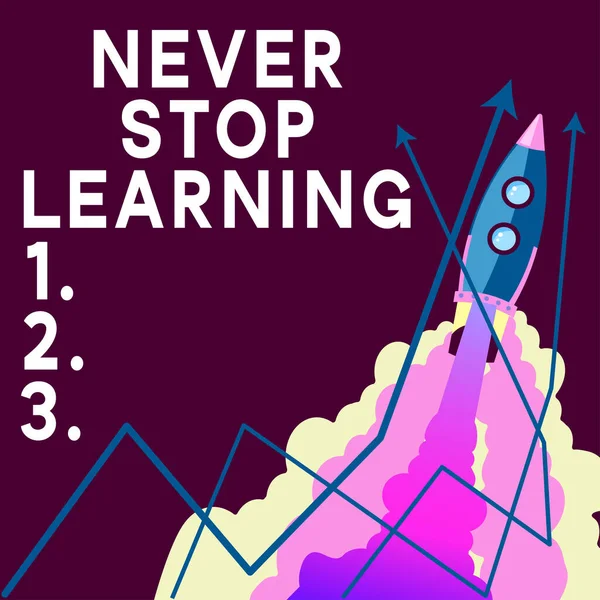 テキストの表示 Never Stop Learning Businessのアイデアは改善し続け 境界を強化 — ストック写真