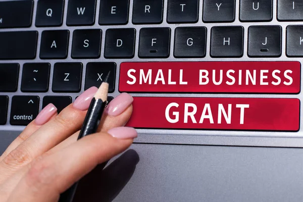Texto Subtitulado Que Presenta Small Business Grant Idea Negocio Una —  Fotos de Stock