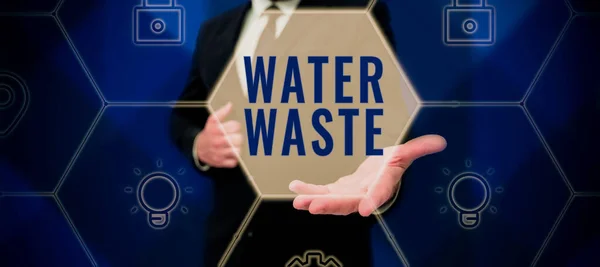 工業プロセスの一部として使用されている液体を意味する概念表示水廃棄物 — ストック写真