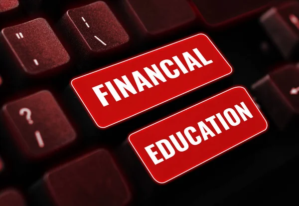 Finans Eğitimi Vitrini Finans Yatırım Gibi Parasal Alanları Anlayan Yerleri — Stok fotoğraf
