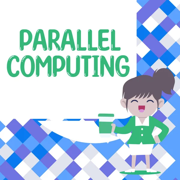 Skriva Visning Text Parallell Computing Affärsidé Samtidig Beräkning Med Hjälp — Stockfoto
