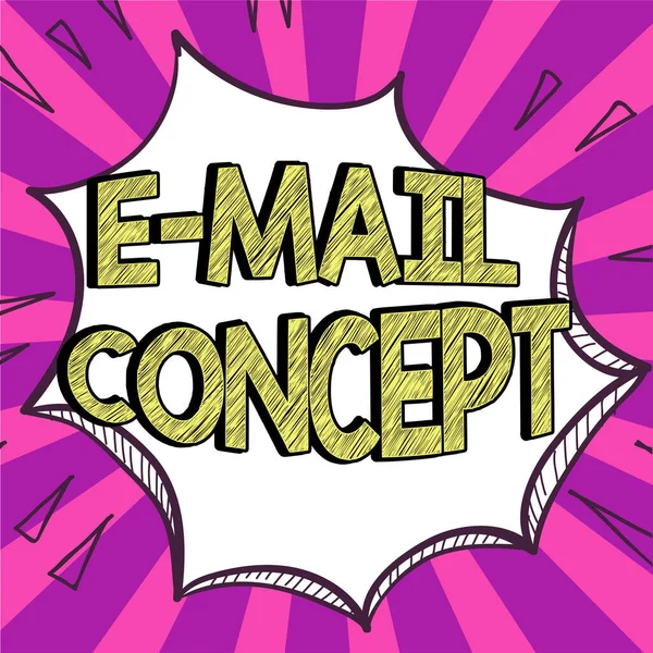 通过电子邮件向客户展示文本E邮件概念 营销工作的概念意义顺序 — 图库照片