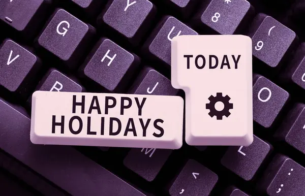 Text Som Visar Inspiration Happy Holidays Affärsöversikt Hälsning Som Används — Stockfoto