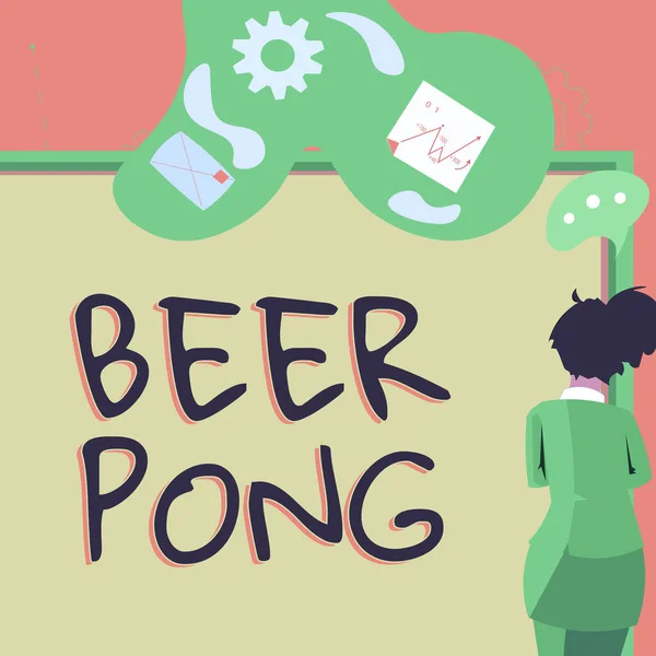 퍼포먼스 Beer Pong Business Showcase Game Set Beer Contains Cup — 스톡 사진