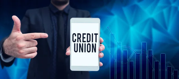 Conceptual Caption Credit Union Word Cooperative Association Makes Small Loans — Stock fotografie