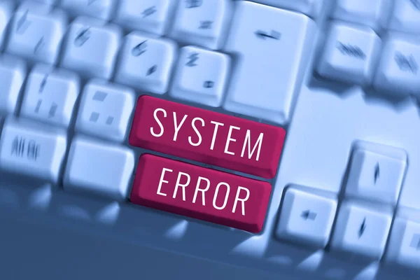 概念标题系统错误 关于技术故障的文字软件崩溃信息丢失 — 图库照片