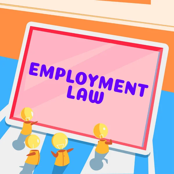 就业法 商业展示的文字标志涉及雇主和雇员的法定权利和义务 — 图库照片