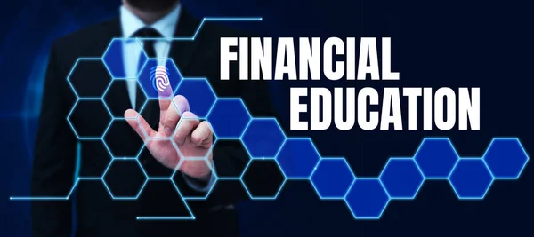 Ручний Письмовий Знак Фінансова Освіта Бізнес Ідея Розуміння Монетарних Областей — стокове фото
