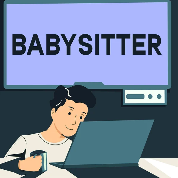 Babysitter Word Aufgeschrieben Kinder Während Einer Kurzen Abwesenheit Der Eltern — Stockfoto