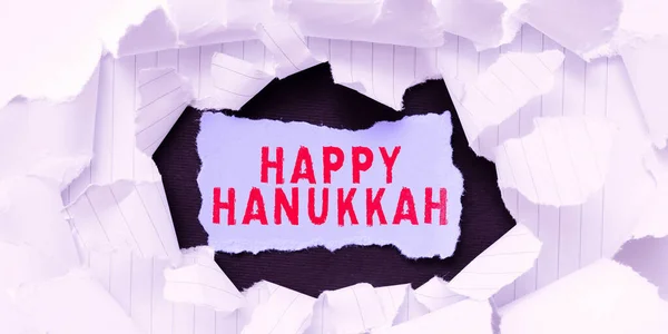 Escrevendo Exibindo Texto Happy Hanukkah Ideia Negócio Festival Judaico Comemorado — Fotografia de Stock