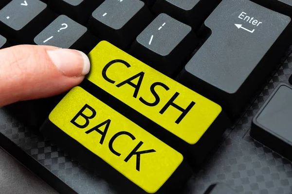 Yazısı Cash Back Business Showcase Teşvikleri Alıcılara Nakit Olarak Alabilecekleri — Stok fotoğraf