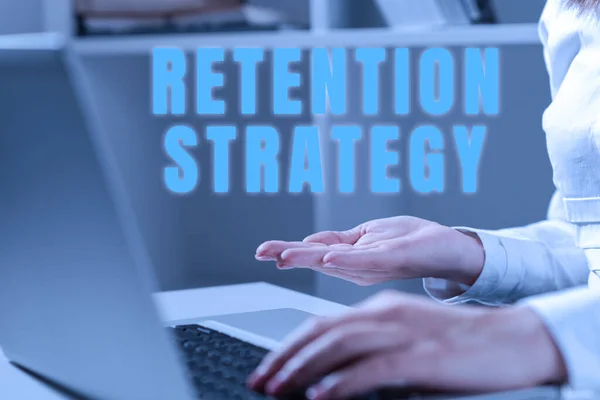 Text Zeigt Inspiration Retention Strategy Geschäftsidee Aktivitäten Zur Reduzierung Von — Stockfoto