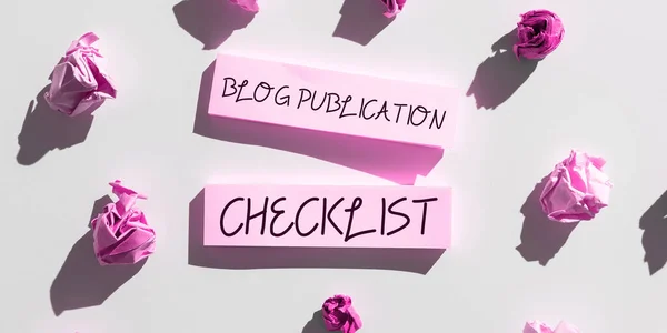 Sinal Texto Mostrando Blog Publicação Checklist Conceito Significando Registro Regular — Fotografia de Stock