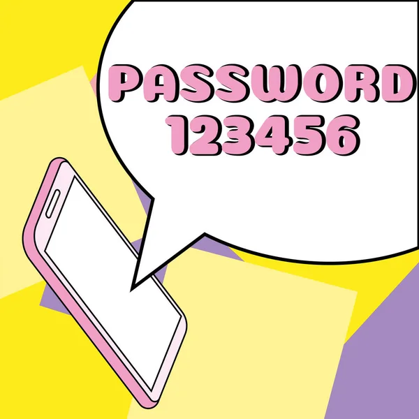 描述密码123456的文本标题 商业接近用来访问某物的隐藏的单词或表达式 — 图库照片
