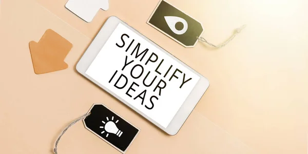 Texto Escritura Mano Simplifique Sus Ideas Concepto Que Significa Simplificar — Foto de Stock