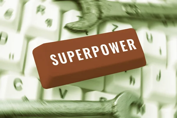 Текстовый Знак Показывающий Суперсилу Бизнес Концепцию Мощность Способность Любого Рода — стоковое фото