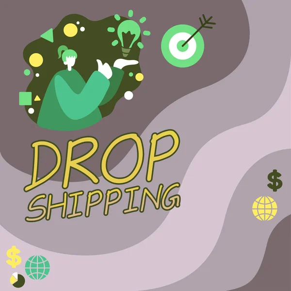 Podpis Tekstowy Prezentujący Drop Shipping Słowo Wpisany Wysyłanie Towarów Producenta — Zdjęcie stockowe