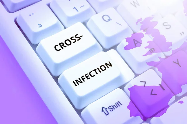 Sinal Mostrando Infecção Cruzada Negócio Mostra Microrganismo Causador Doenças Transmitidas — Fotografia de Stock