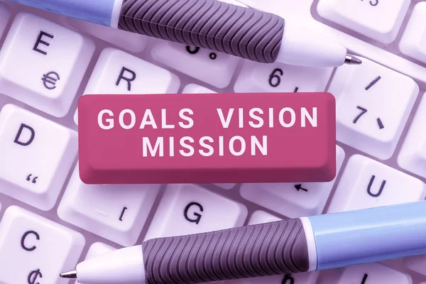 Handschrift Zeichen Ziele Vision Mission Konzeptionelle Foto Praktischen Planungsprozess Verwendet — Stockfoto