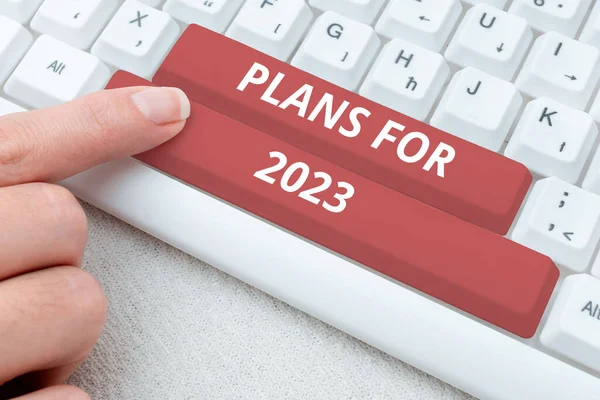 Text Sign Showing Plans 2023 Business Concept Intention Decision What — Stock Photo, Image