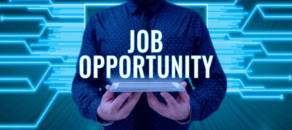 Sinal Texto Mostrando Job Opportunity Business Mostrar Uma Oportunidade Emprego — Fotografia de Stock