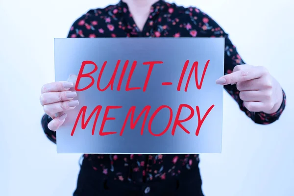 メモリ内に構築された概念的なキャプション ビジネスアイデアデバイスまたは機能はその一部として何かに含まれています — ストック写真