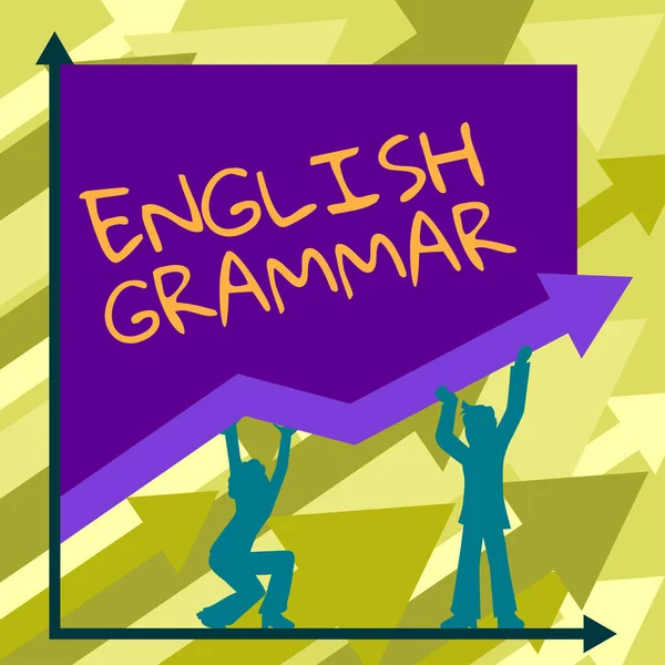 Text Sign Showing English Grammar Concept Meaning Courses Cover All — Stock Photo, Image