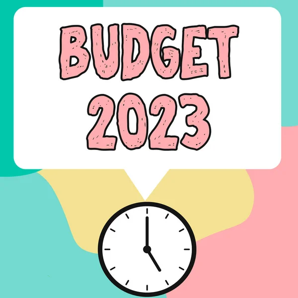Sign Displaying Budget 2023 Conceptual Photo Estimate Income Expenditure Next — Stock Photo, Image