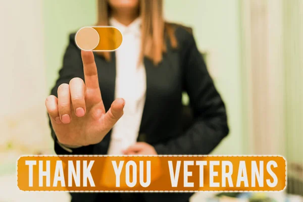 Sign displaying Thank You Veterans, Business idea Expression of Gratitude Greetings of Appreciation