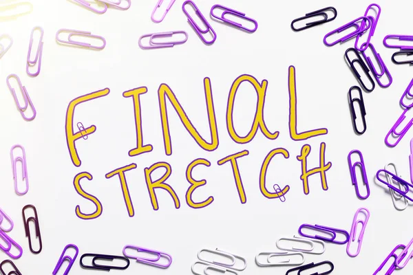 Handskrift Tecken Final Stretch Word Skrivet Sista Leg Avsluta Runda — Stockfoto