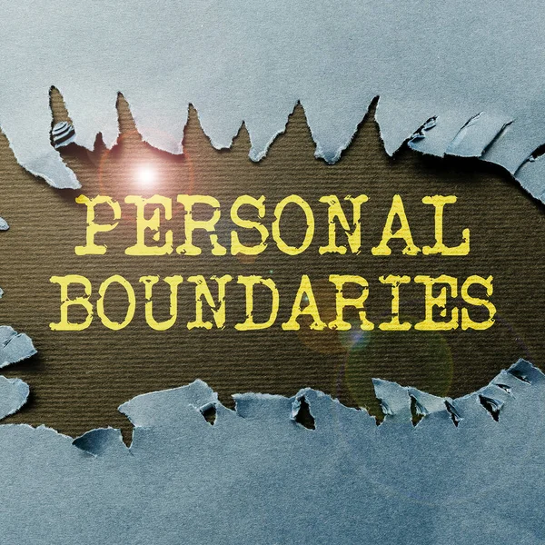Hand Writing Sign Personal Boundaries Internet Concept Something Indicates Limit — Stock Photo, Image
