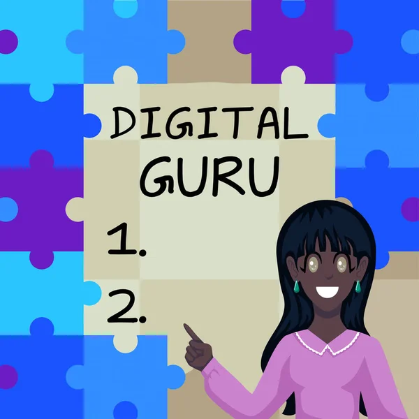 Znak Tekstowy Pokazujący Cyfrowego Guru Nauczyciela Pomysłów Biznesowych Przewodnika Intelektualnego — Zdjęcie stockowe