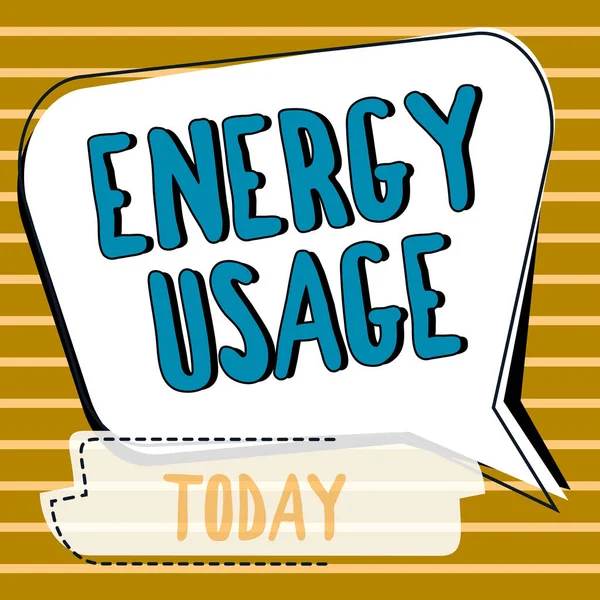 Handschrifttekst Energiegebruik Woord Voor Hoeveelheid Energie Die Wordt Verbruikt Gebruikt — Stockfoto