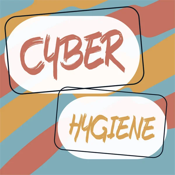 Inspiration Montrant Signe Cyber Hygiène Les Étapes Approche Entreprise Que — Photo