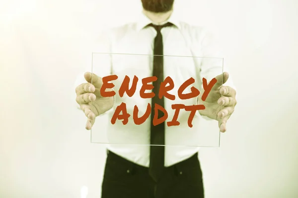 Text Showing Inspiration Energy Audit Business Idea Assessment Energy Needs — Stock Photo, Image