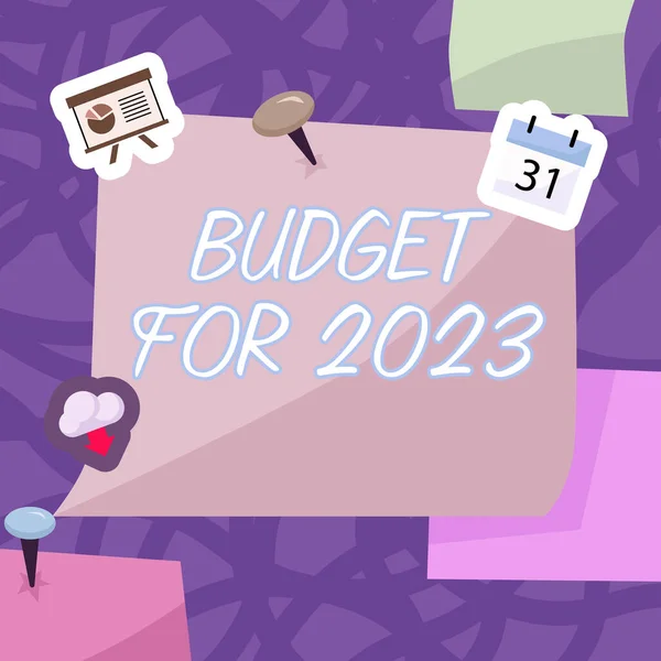 Концептуальне Відображення Бюджету 2023 Слово Письмових Оцінок Доходів Витрат 2023 — стокове фото