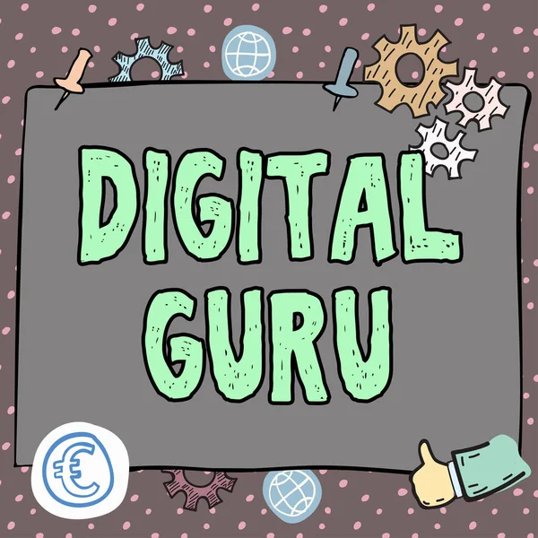 Conceptual Caption Digital Guru Internet Concept Teacher Intellectual Guide Matters — Stock Photo, Image