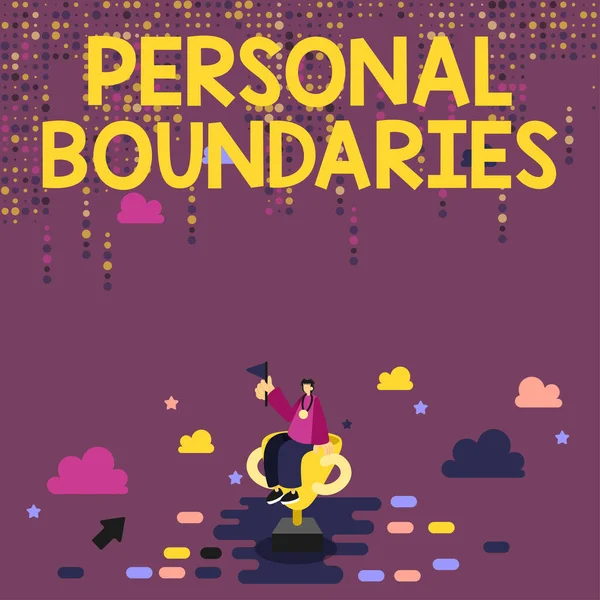 Text Sign Showing Personal Boundaries Word Written Something Indicates Limit — Stock Photo, Image