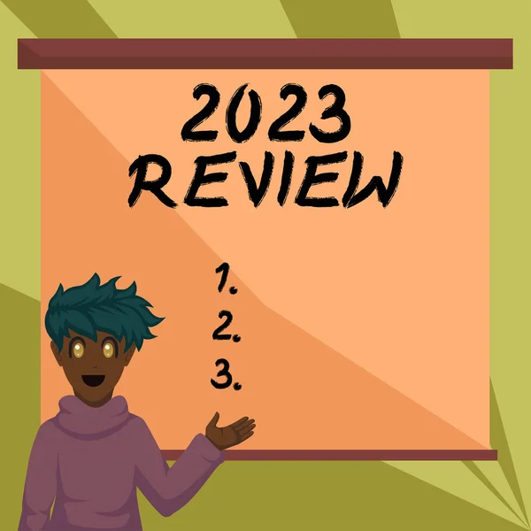 2023 문서를 작성하는 개념은 사건이나 이전해에 행동을 — 스톡 사진