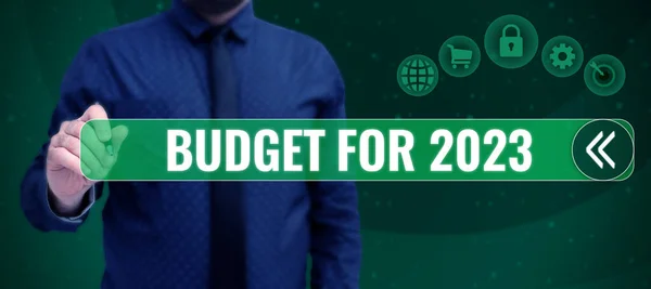 Inspiração Mostrando Sinal Orçamento Para 2023 Ideia Negócio Uma Estimativa — Fotografia de Stock