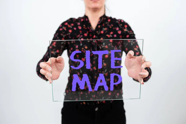 Testo Che Mostra Ispirazione Mappa Del Sito Business Idea Progettata — Foto Stock