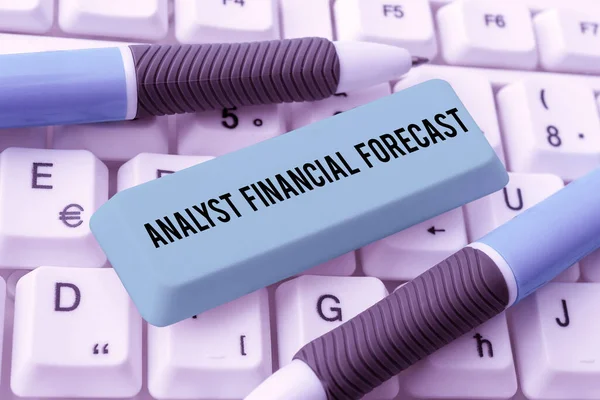 Podpis Tekstowy Przedstawiający Analityk Prognozy Finansowe Podejście Biznesowe Szacuje Przyszłe — Zdjęcie stockowe