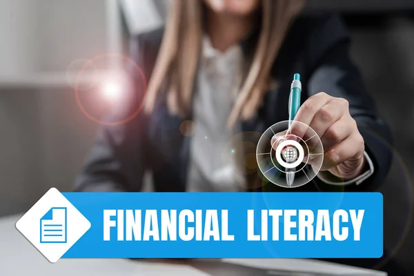 Handschriftlicher Text Finanzkompetenz Geschäftsidee Verstehen Und Kenntnisse Darüber Wie Geld — Stockfoto