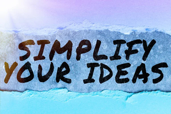 Ručně Psaný Text Zjednodušení Nápadů Business Showcase Aby Jednoduché Nebo — Stock fotografie