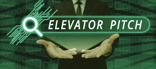 Handschriftliches Zeichen Elevator Pitch Geschäftskonzept Ein Überzeugendes Verkaufsgespräch Kurze Rede — Stockfoto