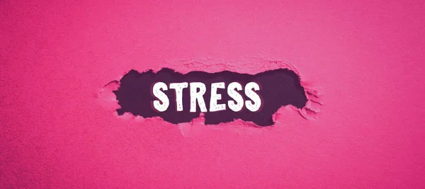 ストレスを示すテキスト記号 身体的または精神的な緊張を引き起こす物理的な化学的または感情的な要因にアプローチするビジネス — ストック写真