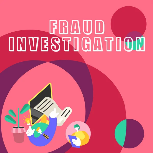 Texto Que Mostra Inspiração Investigação Fraude Conceito Que Significa Processo — Fotografia de Stock