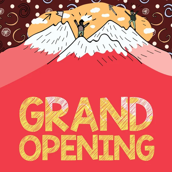 Teken Het Weergeven Van Grand Opening Business Showcase Lint Knippen — Stockfoto